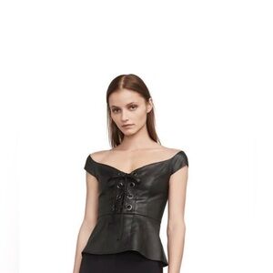 Bcbg black vegan leather top